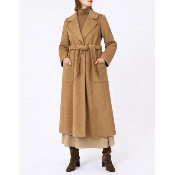 MaxMara Jackets & Blazers - Max Mara S Wool Belted Wrap Patch Pocket Coat